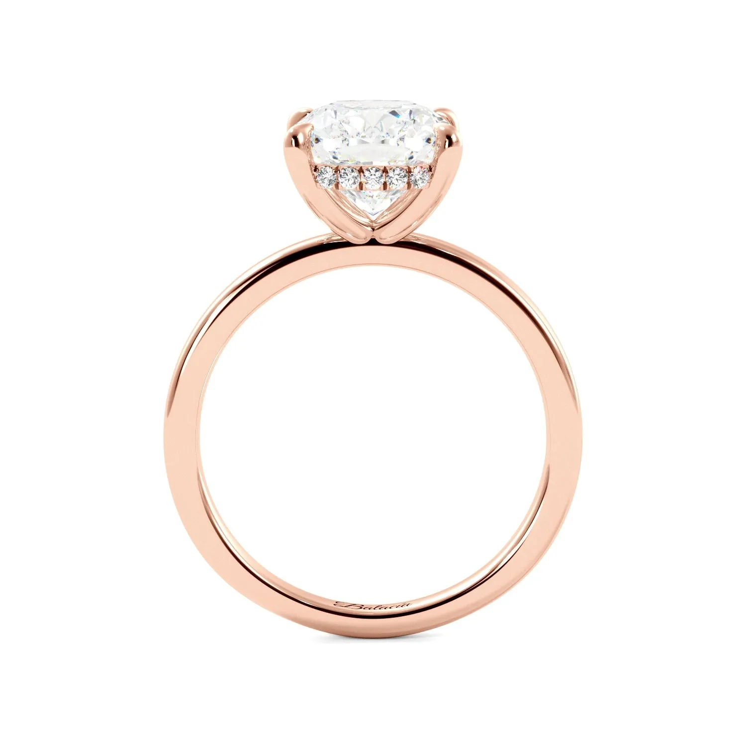 Elongated Cushion Cut Solitaire with Hidden Halo Engagement Ring