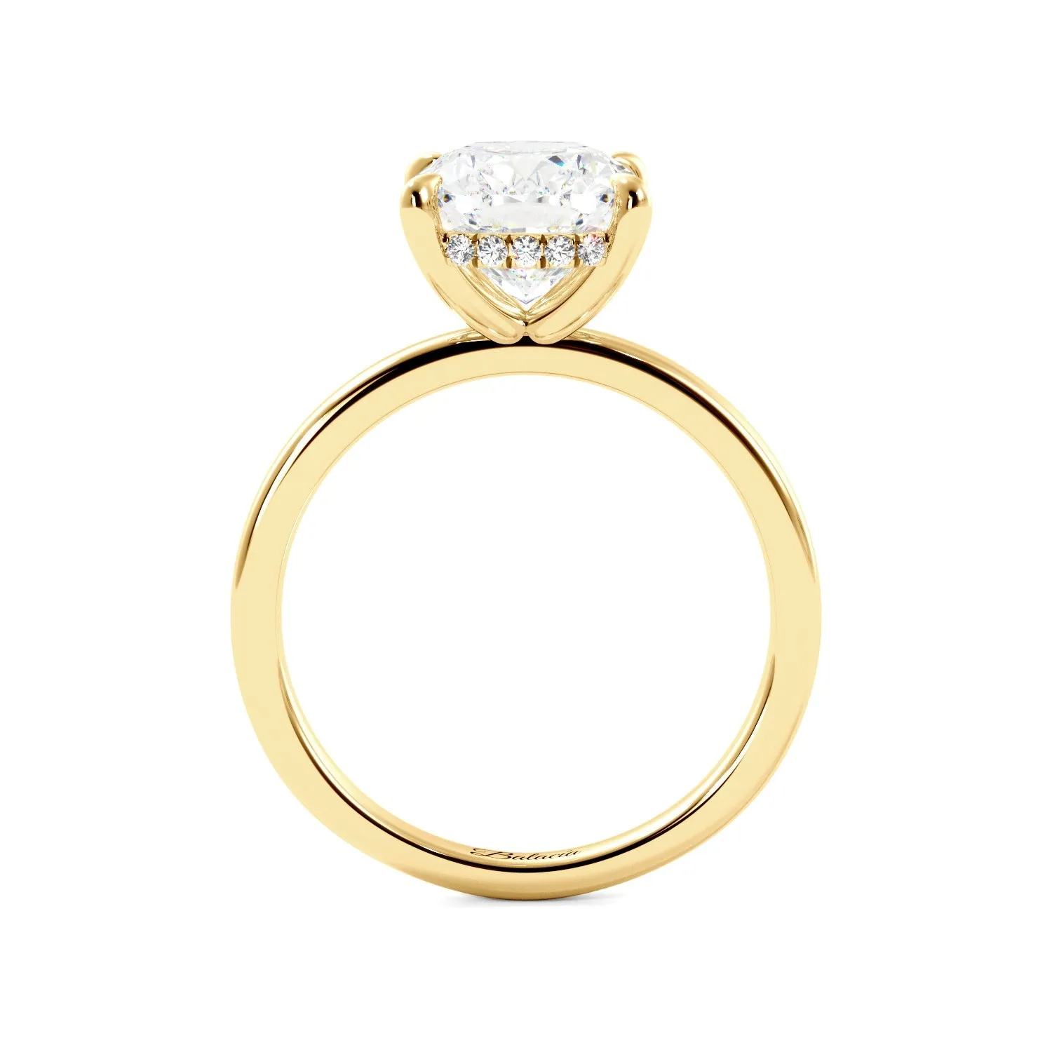 Elongated Cushion Cut Solitaire with Hidden Halo Engagement Ring