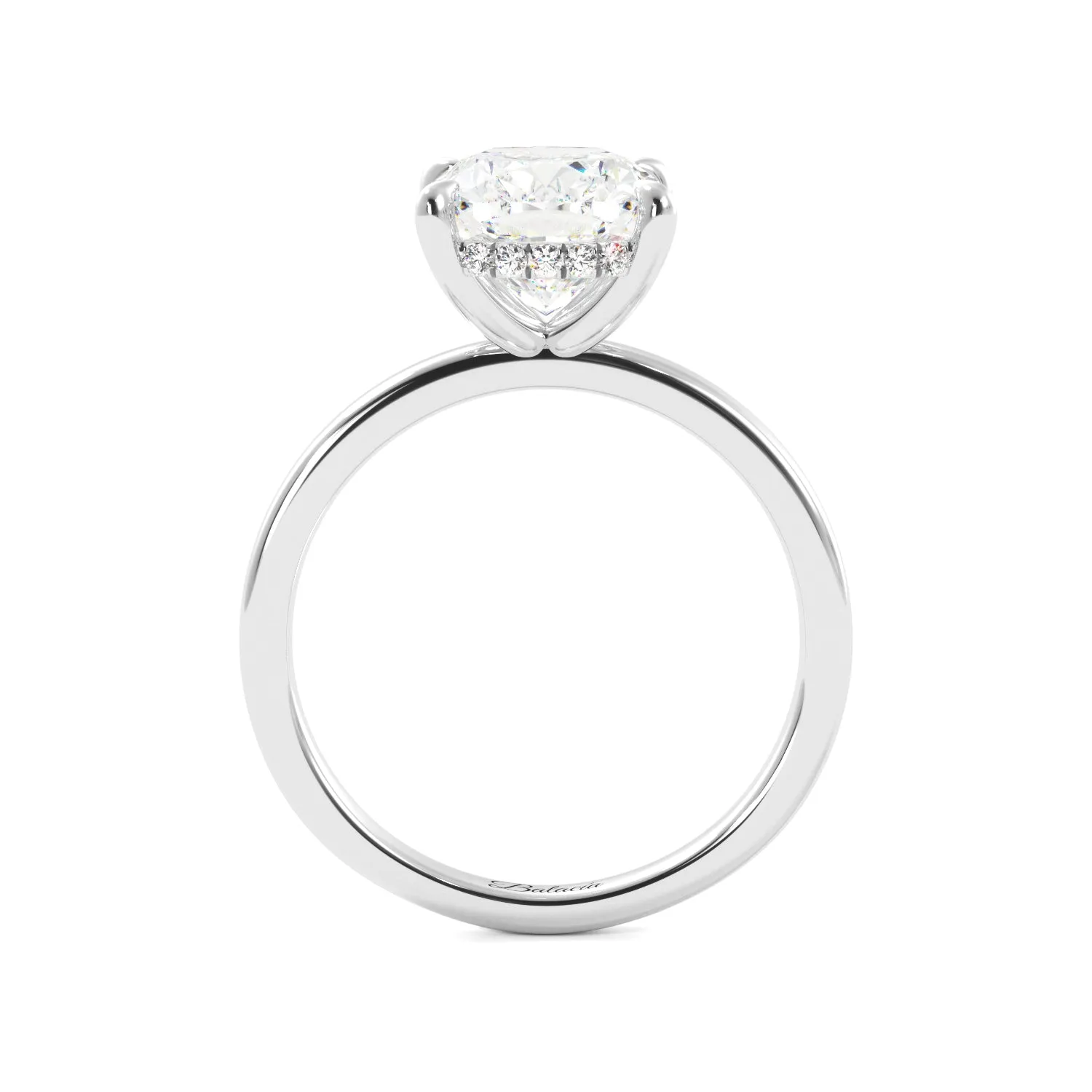 Elongated Cushion Cut Solitaire with Hidden Halo Engagement Ring