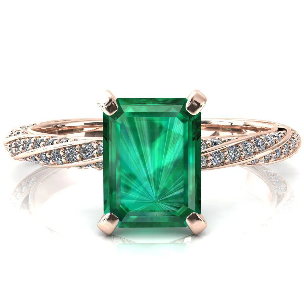 Elysia Emerald Emerald 4 Prong 3/4 Eternity Diamond Accent Ring