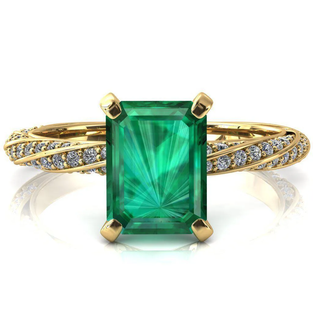 Elysia Emerald Emerald 4 Prong 3/4 Eternity Diamond Accent Ring