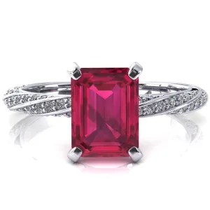 Elysia Emerald Ruby 4 Prong 3/4 Eternity Diamond Accent Ring