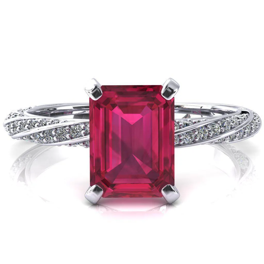 Elysia Emerald Ruby 4 Prong 3/4 Eternity Diamond Accent Ring