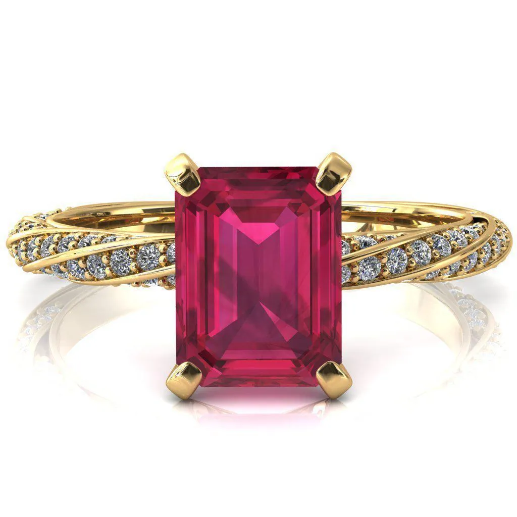 Elysia Emerald Ruby 4 Prong 3/4 Eternity Diamond Accent Ring