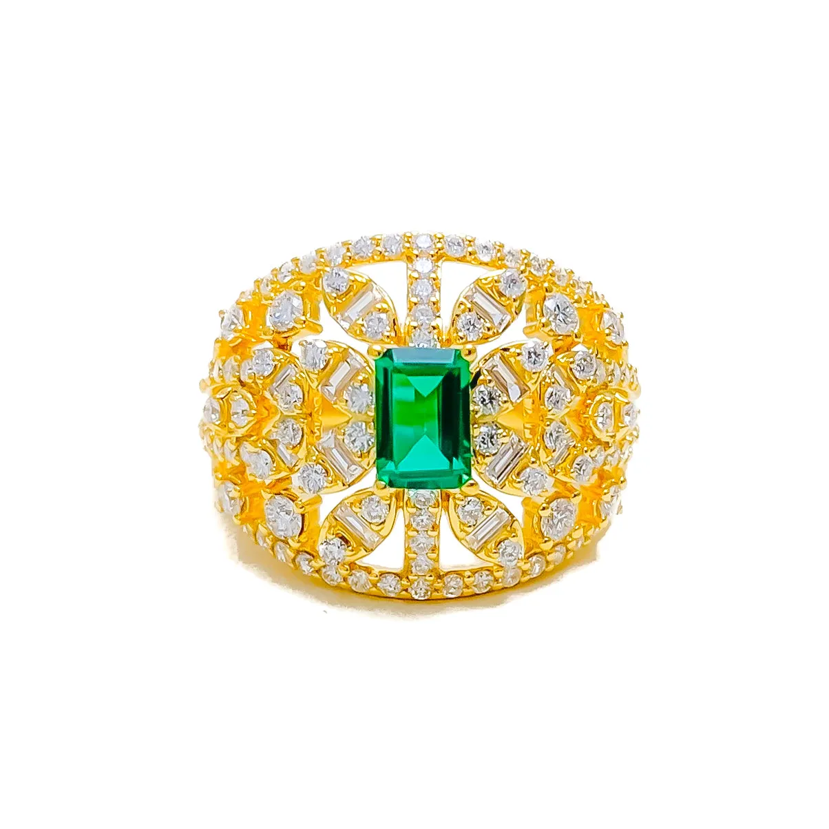 Embellished Unique Draped 18K Gold   Diamond Statement Ring