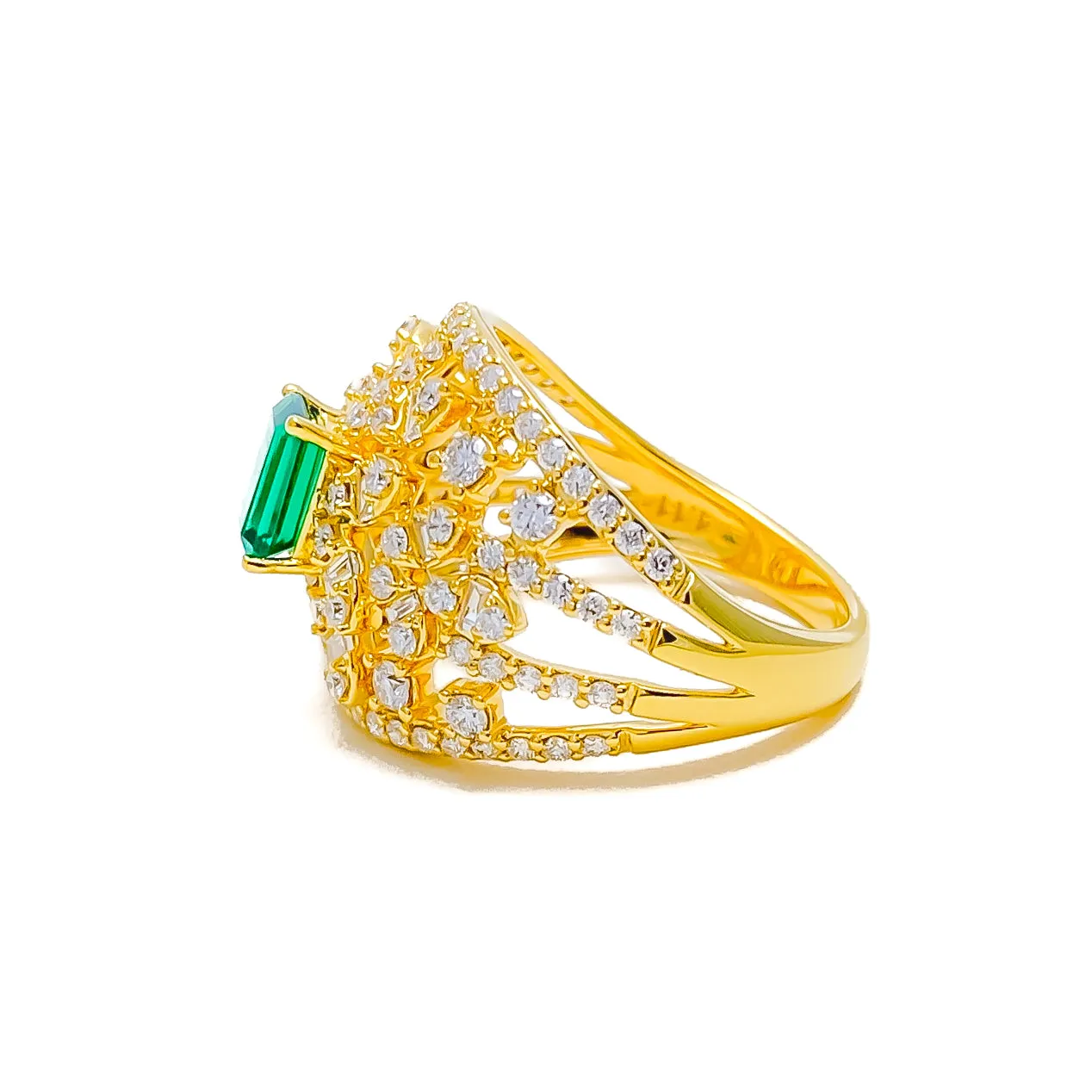 Embellished Unique Draped 18K Gold   Diamond Statement Ring
