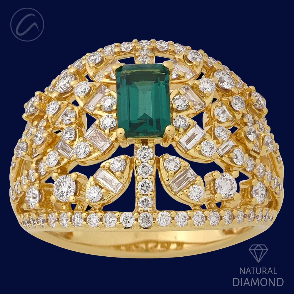 Embellished Unique Draped 18K Gold   Diamond Statement Ring