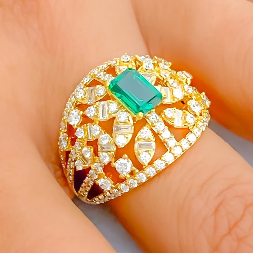Embellished Unique Draped 18K Gold   Diamond Statement Ring