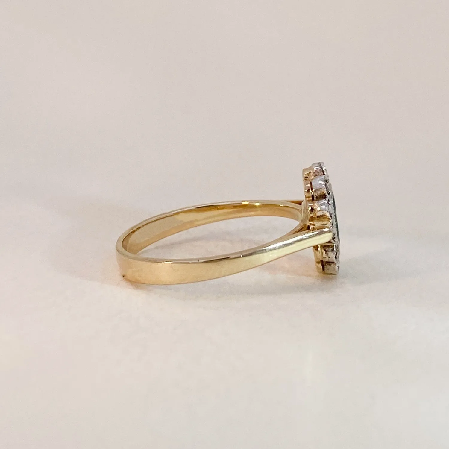 Emerald & Diamond Flower Ring