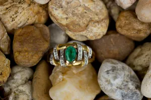 Emerald & Diamond Ribbon Ring