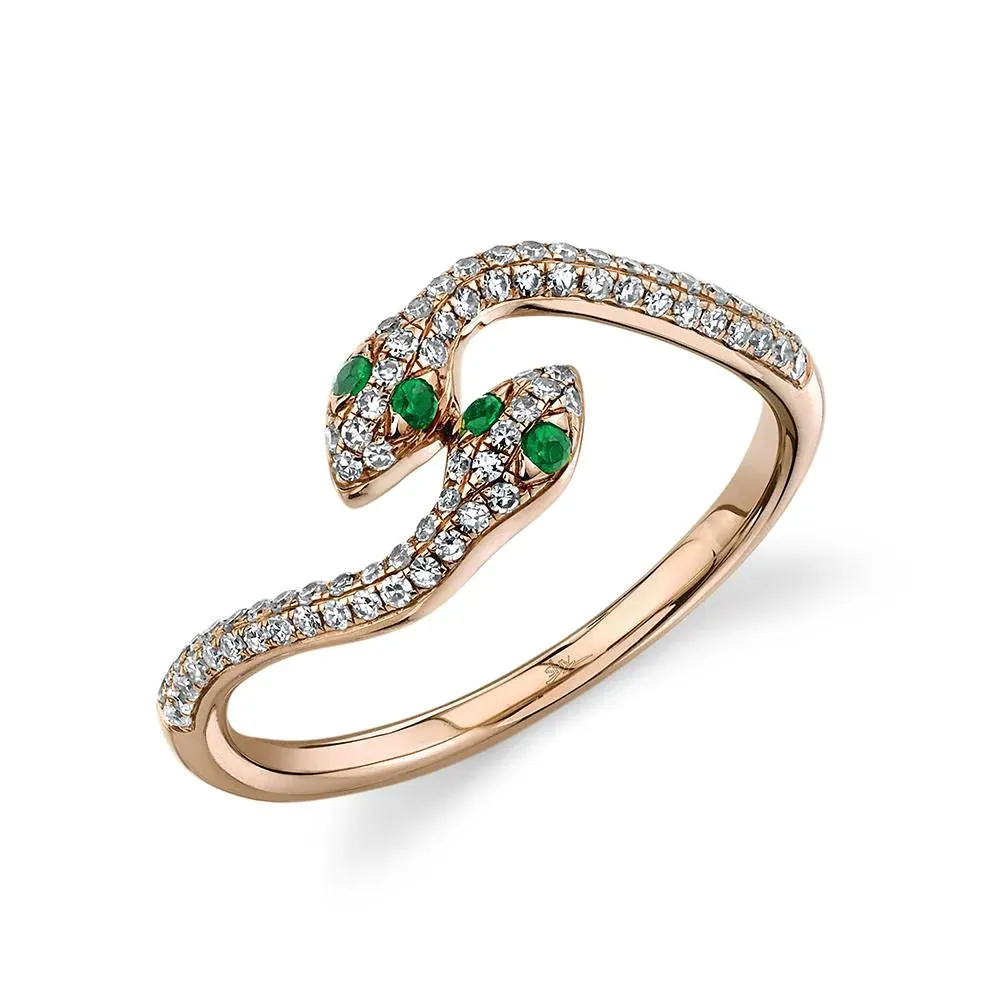 Emerald and Diamond Gold Snake Ring
