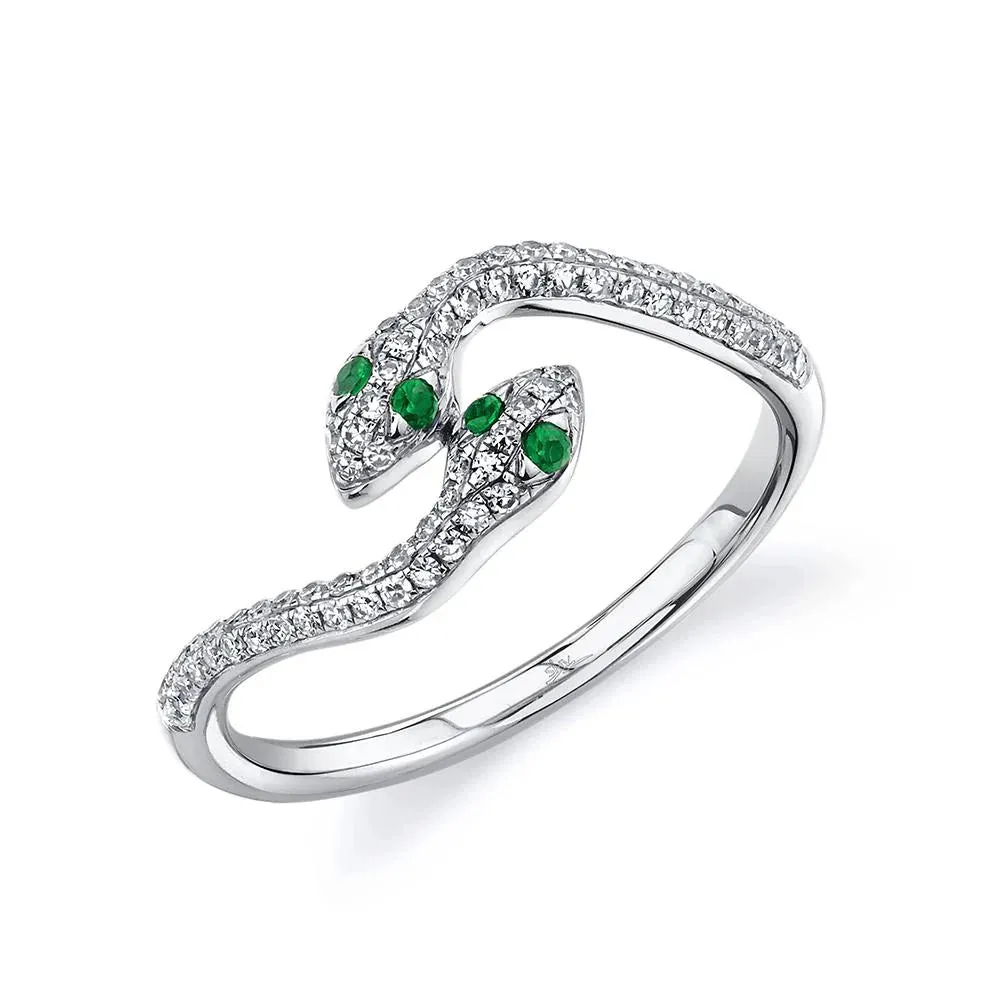Emerald and Diamond Gold Snake Ring