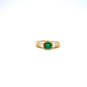 Emerald and Diamond Ring in 14K Yellow Gold - KGR 16666