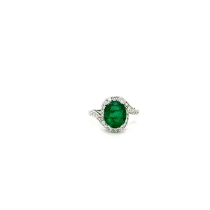 Emerald and Diamond Ring in 18K White Gold - KGR 16006