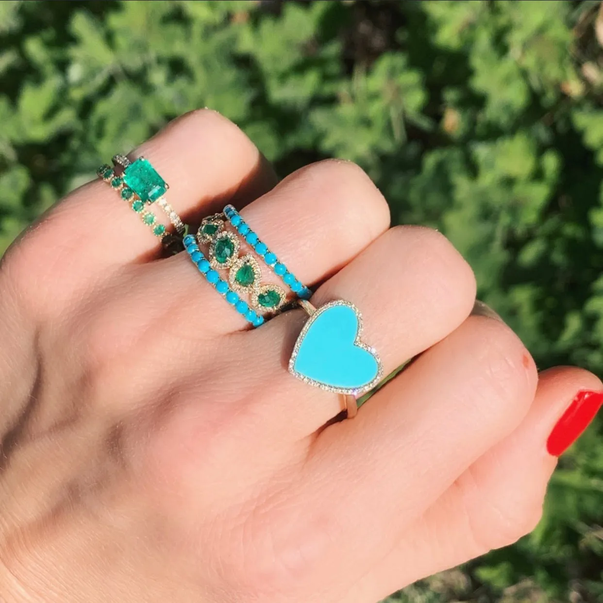 Emerald and Diamond Shape Ring