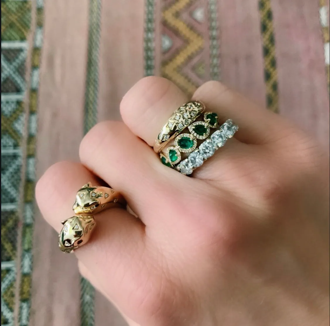 Emerald and Diamond Shape Ring