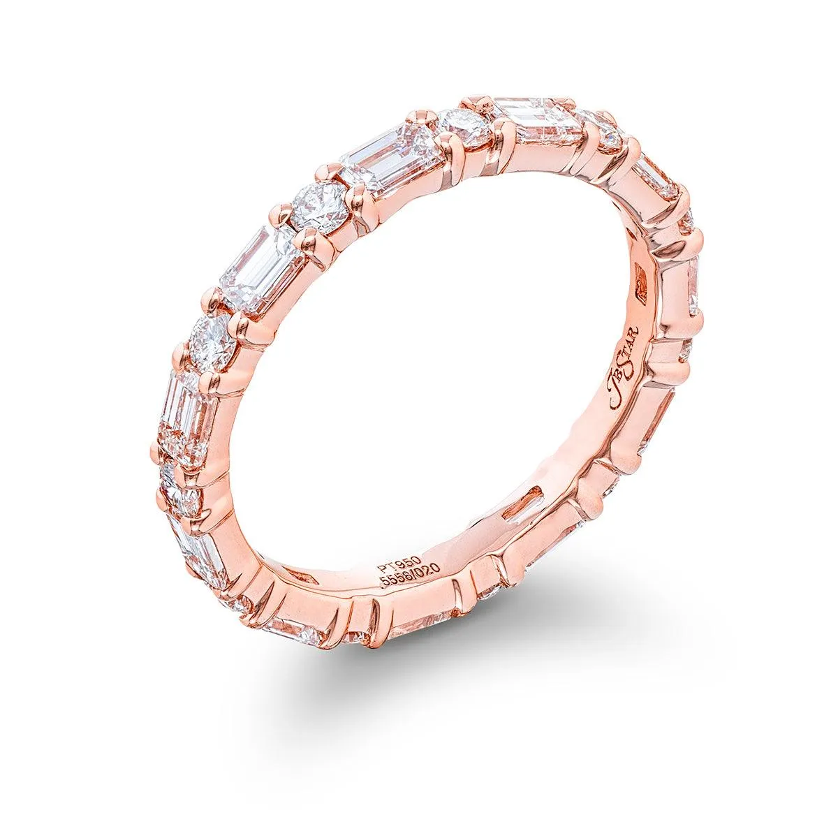 Emerald-Cut & Round Diamond Band