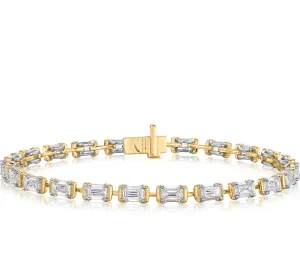 Emerald Cut Diamond Cuddle Line Bracelet