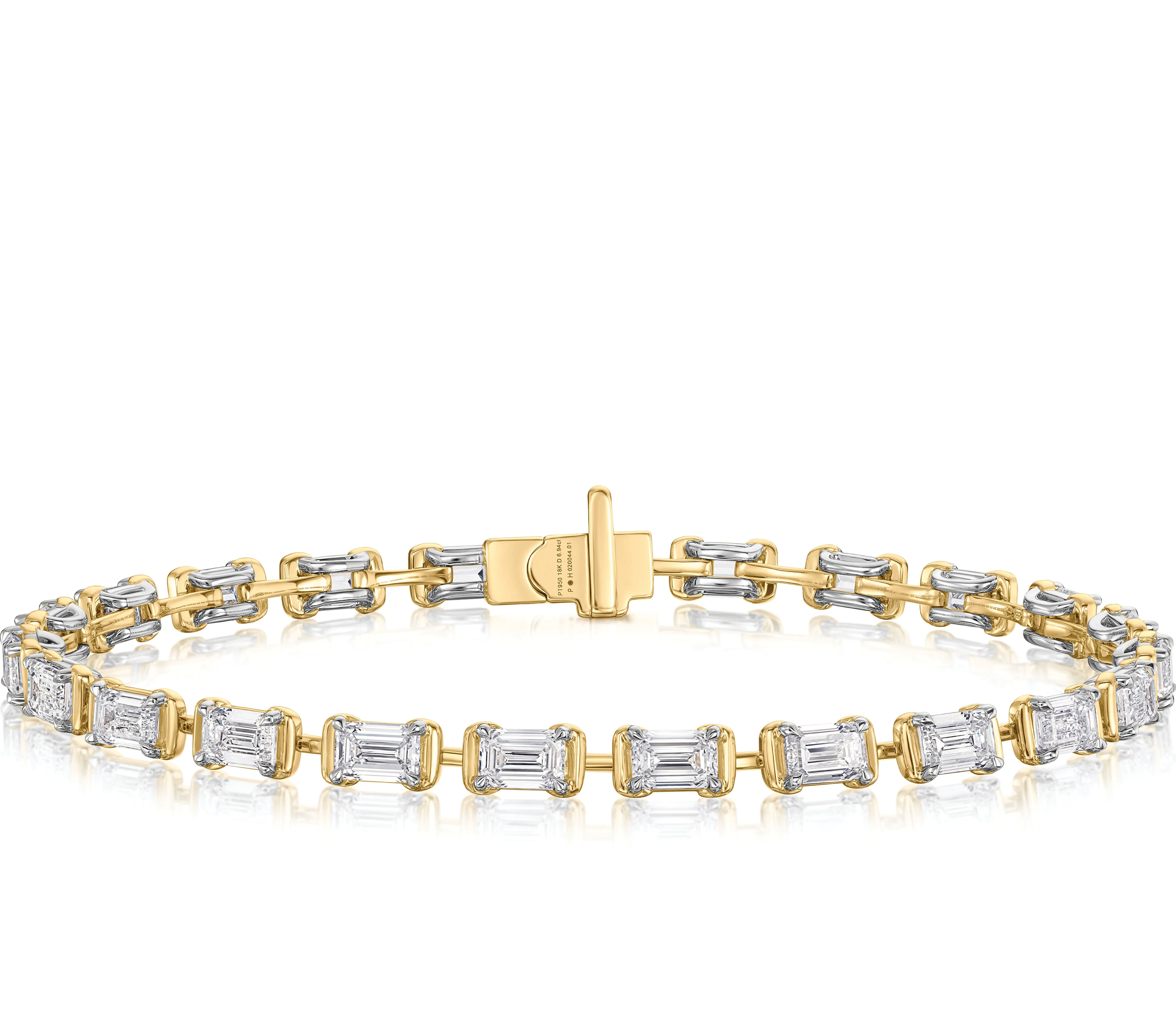 Emerald Cut Diamond Cuddle Line Bracelet