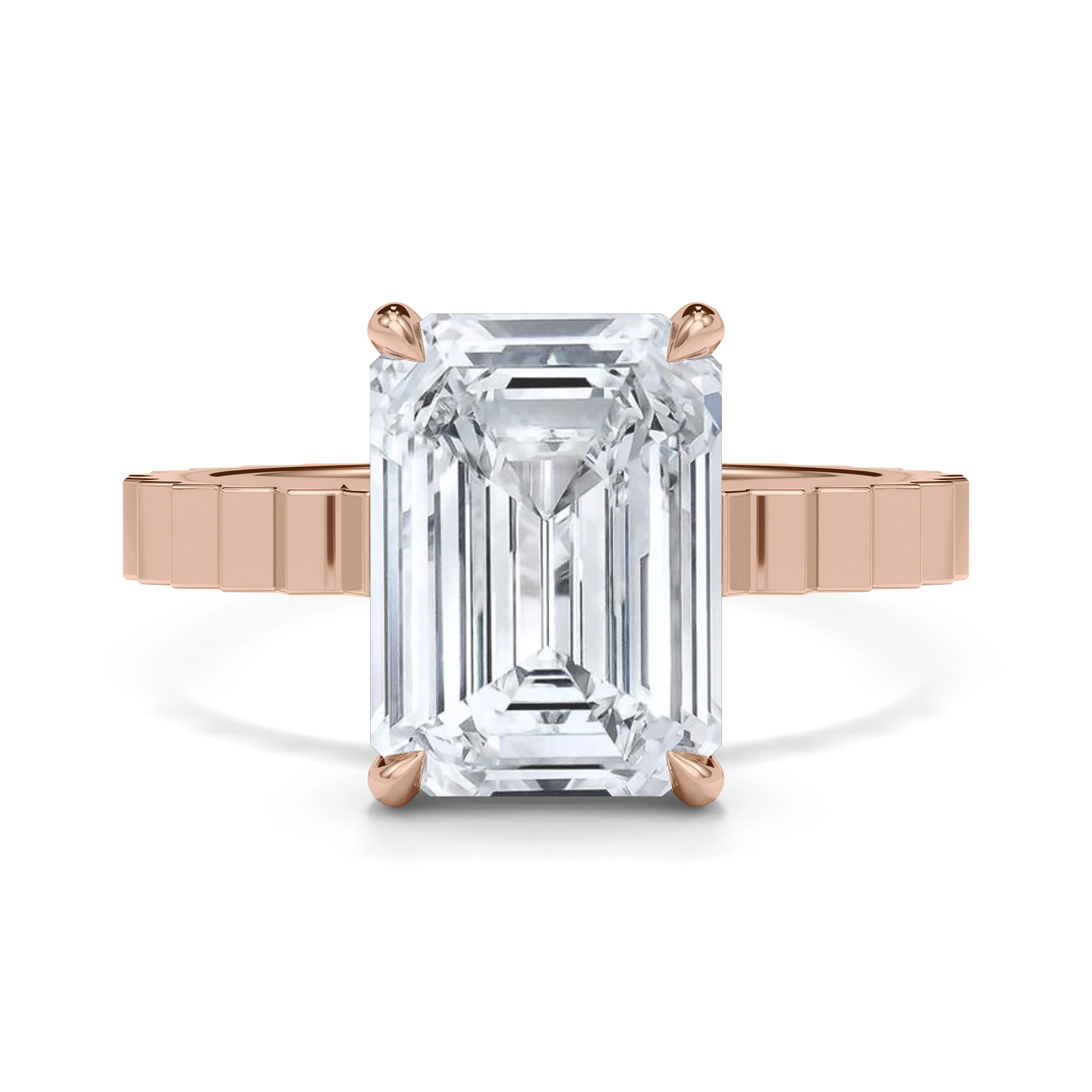 Emerald Cut Diamond Fluted Ring