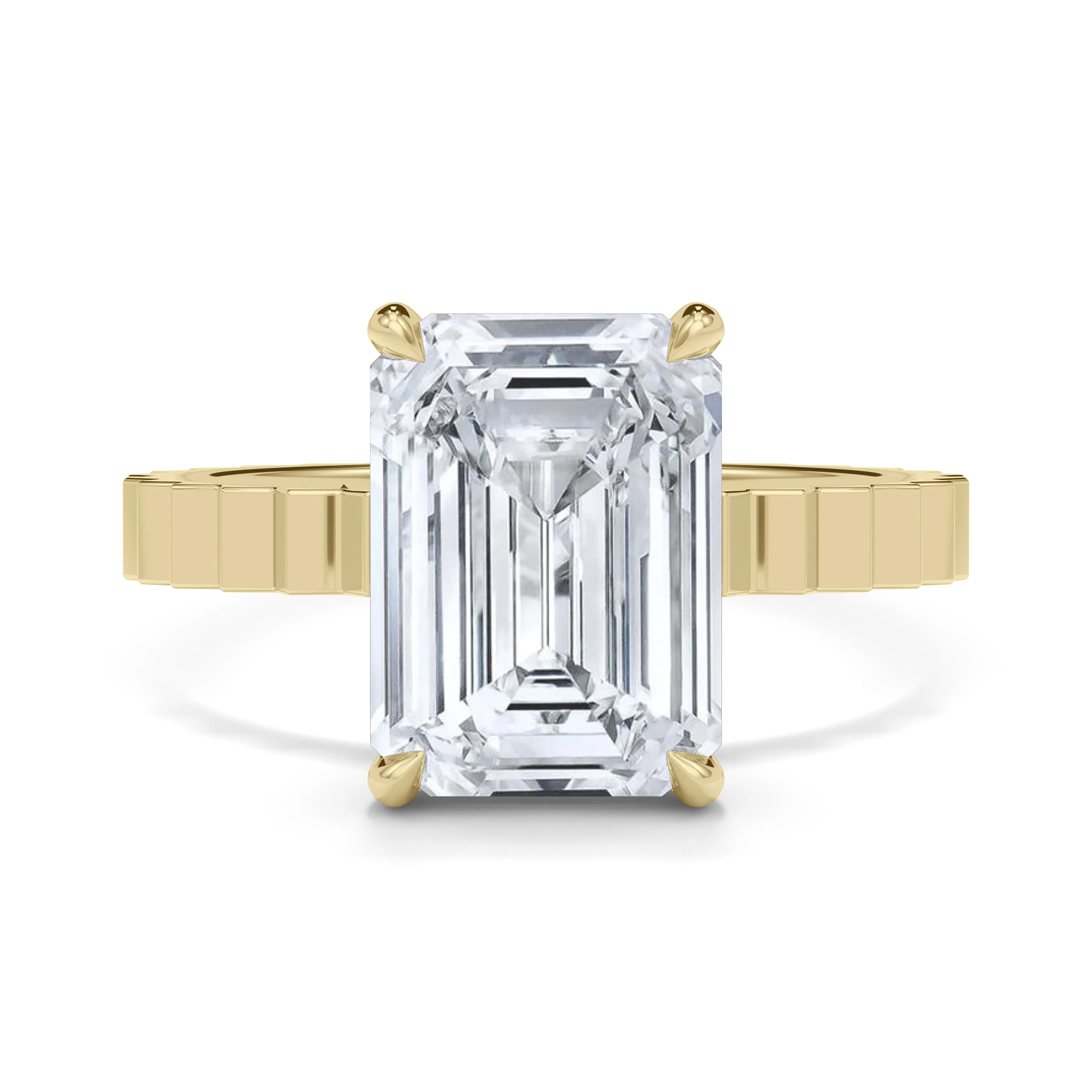 Emerald Cut Diamond Fluted Ring