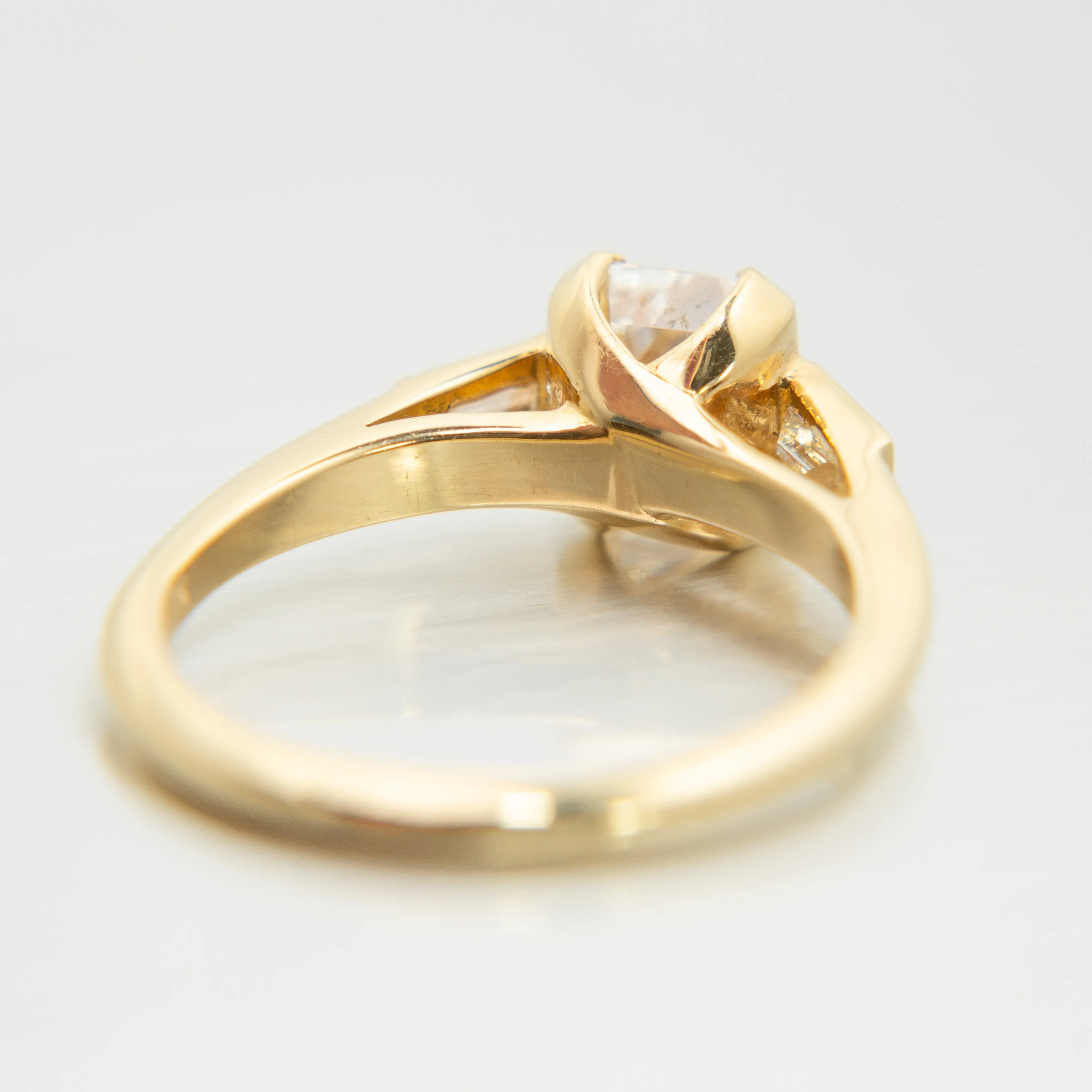 Emerald Cut Diamond Trilogy Ring in 18k Yellow Gold