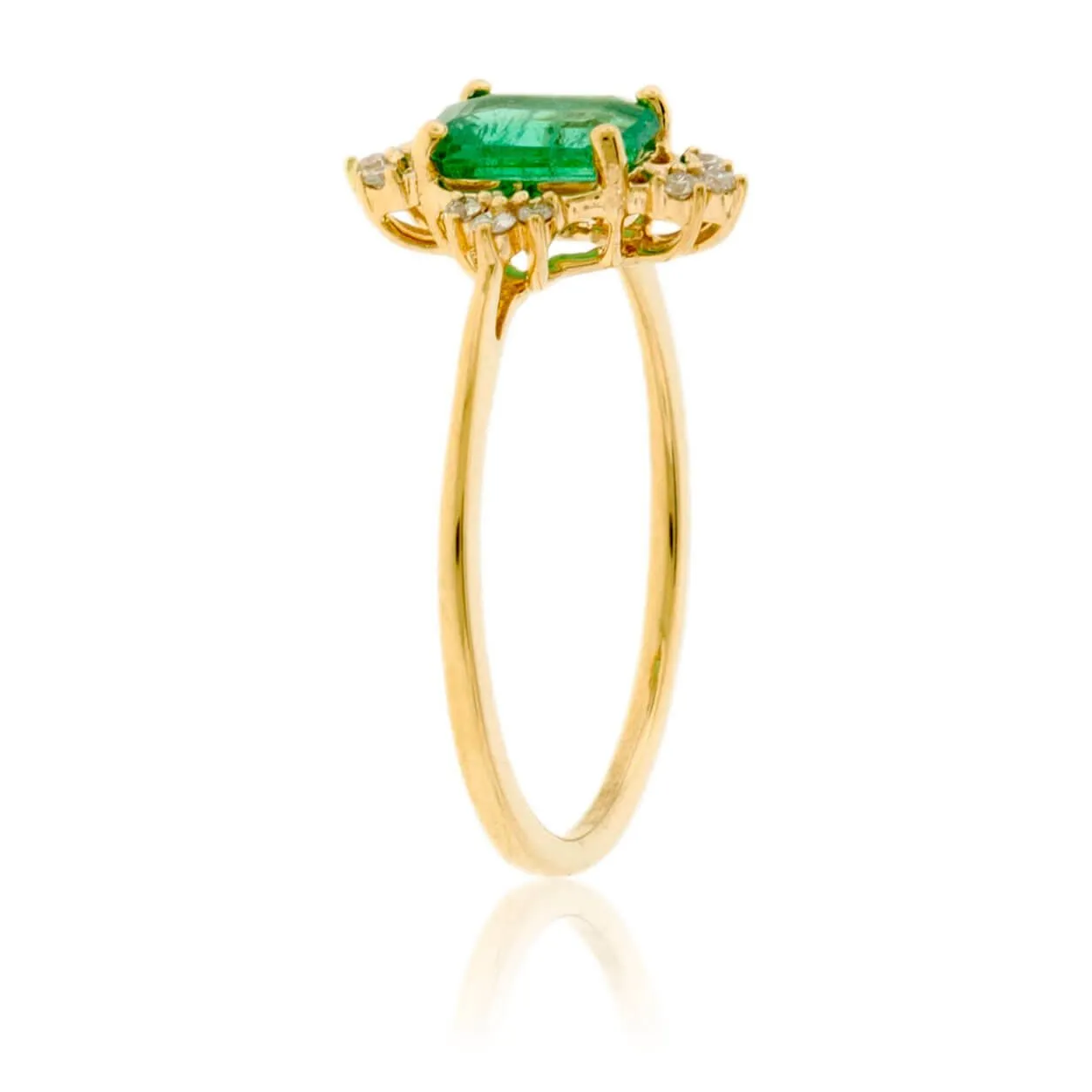 Emerald-Cut Emerald and Diamond Accented Band
