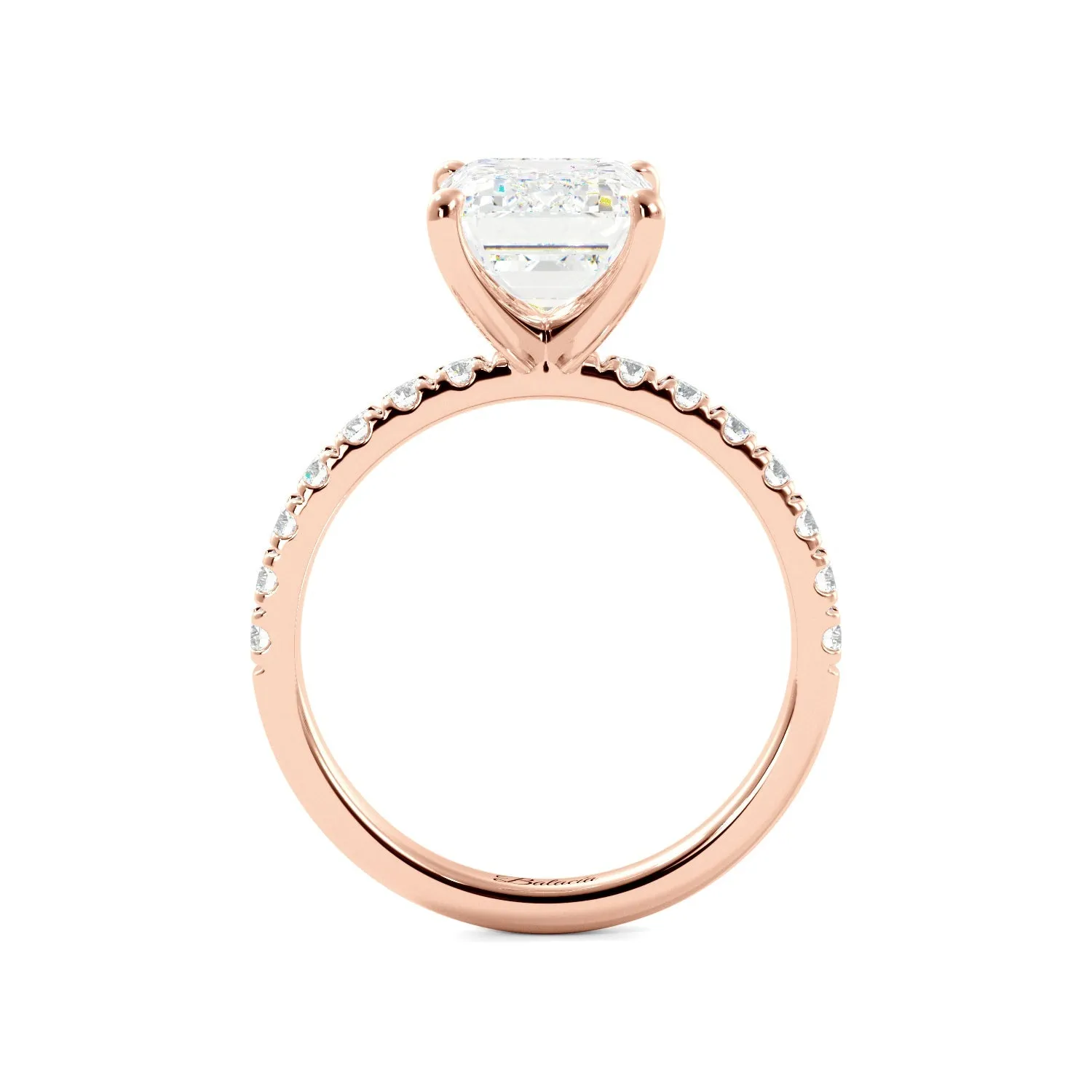 Emerald Cut Half Eternity Engagement Ring