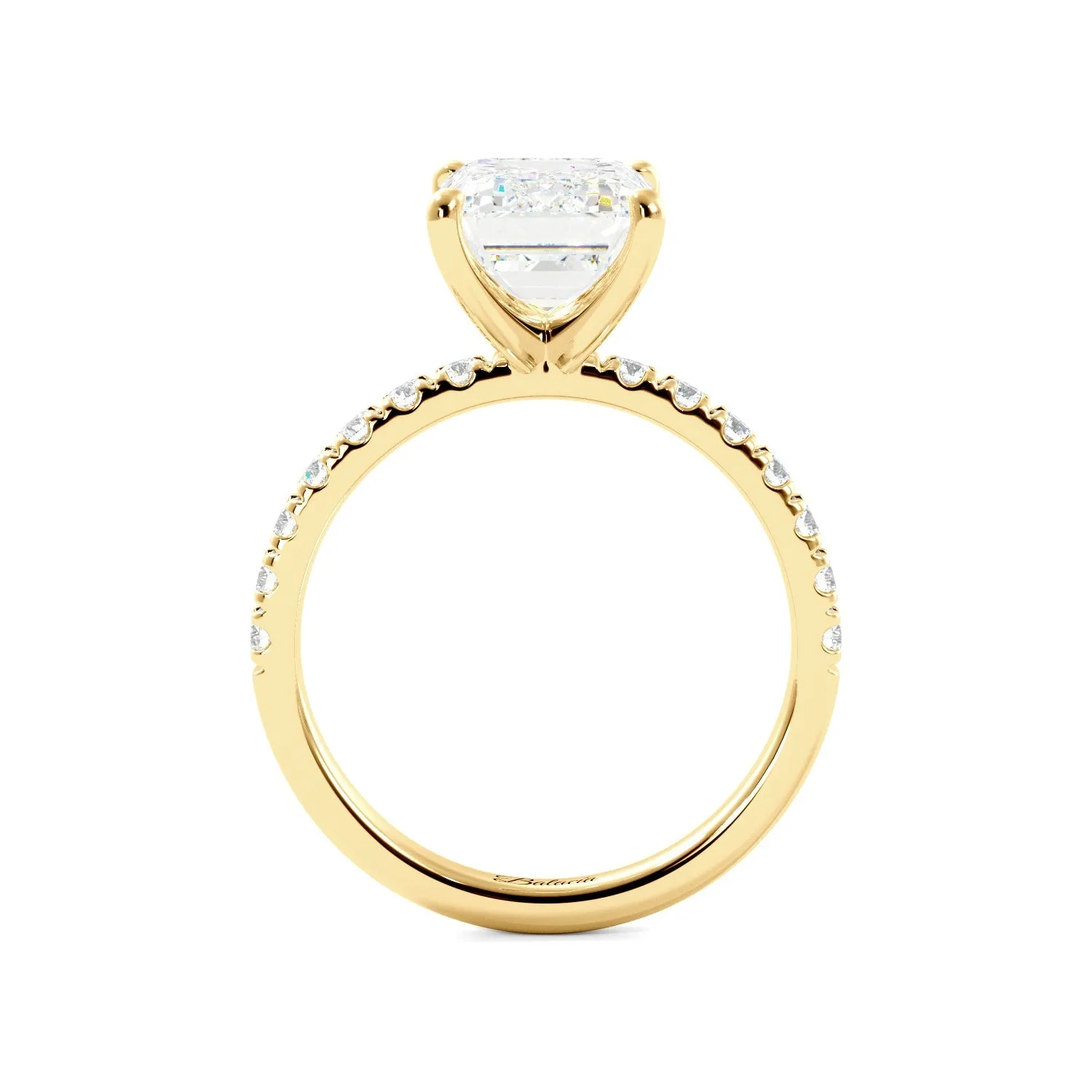 Emerald Cut Half Eternity Engagement Ring