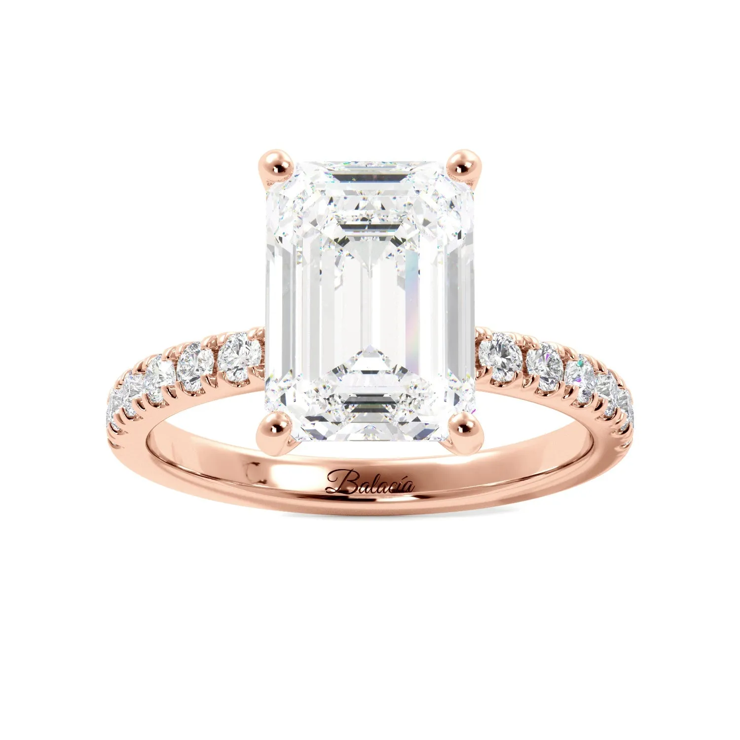 Emerald Cut Half Eternity Engagement Ring
