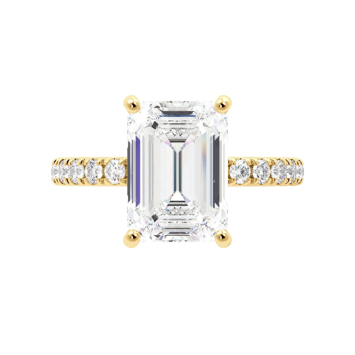Emerald Cut Half Eternity Engagement Ring