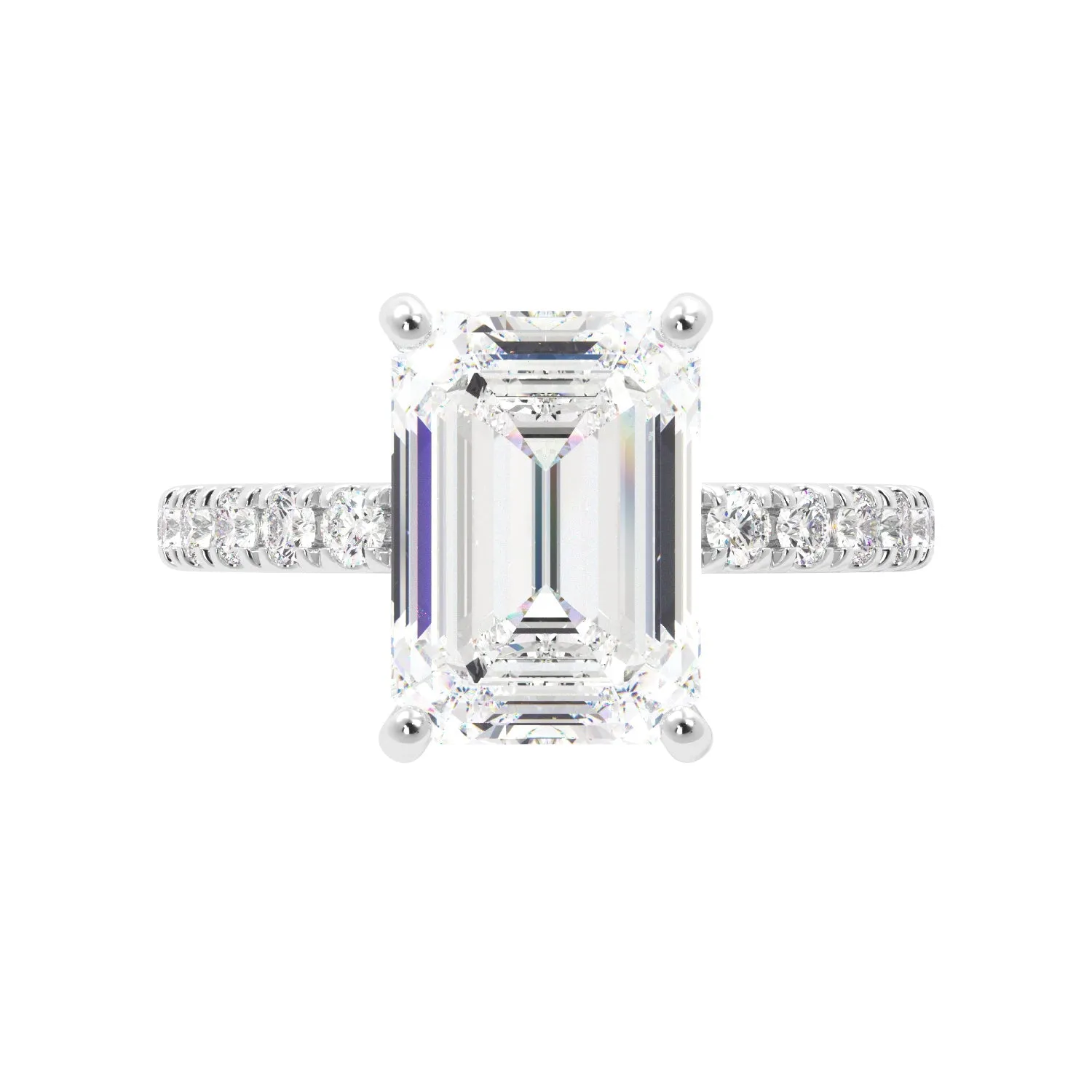 Emerald Cut Half Eternity Engagement Ring