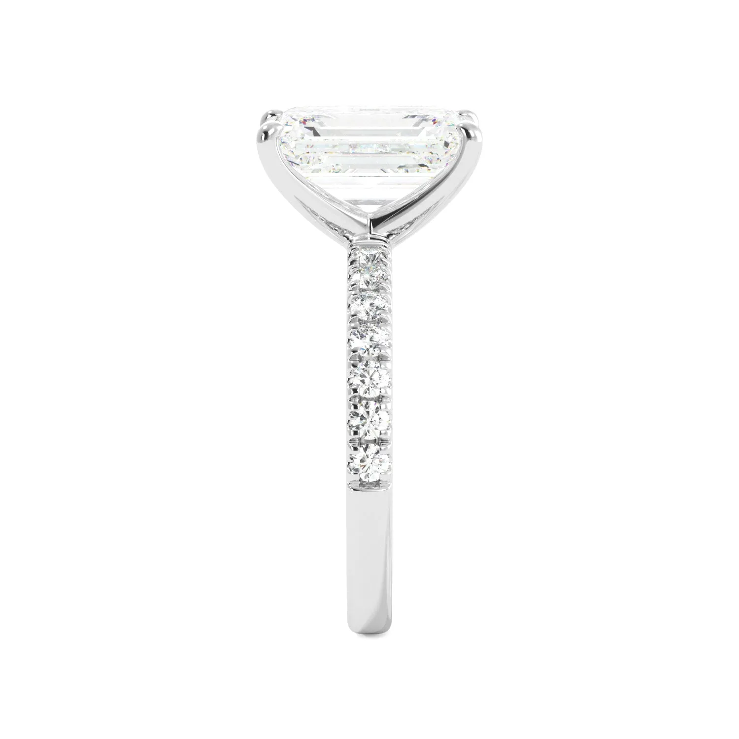 Emerald Cut Half Eternity Engagement Ring