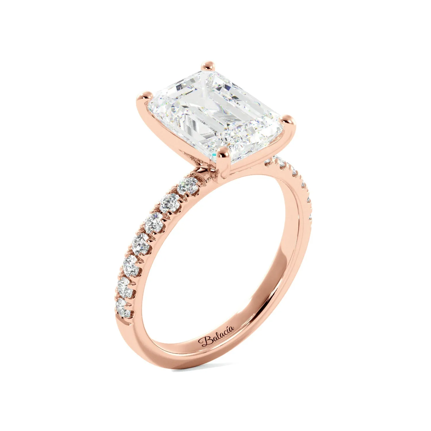 Emerald Cut Half Eternity Engagement Ring
