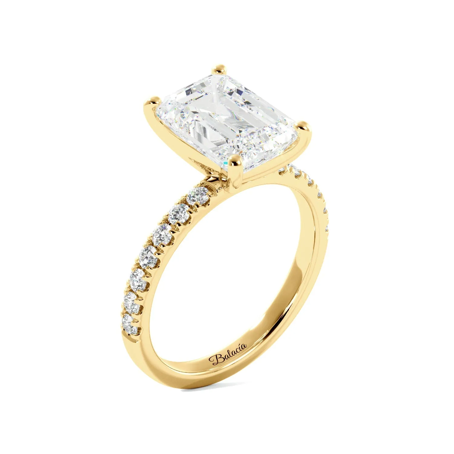 Emerald Cut Half Eternity Engagement Ring