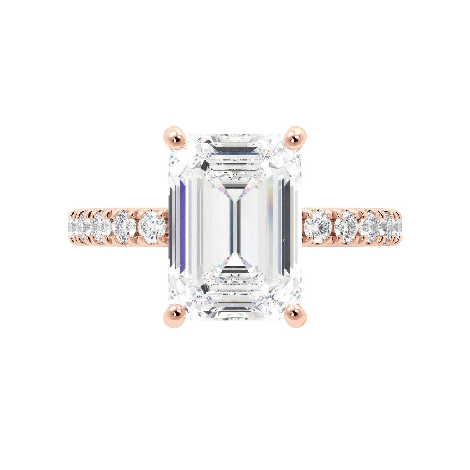 Emerald Cut Half Eternity Engagement Ring