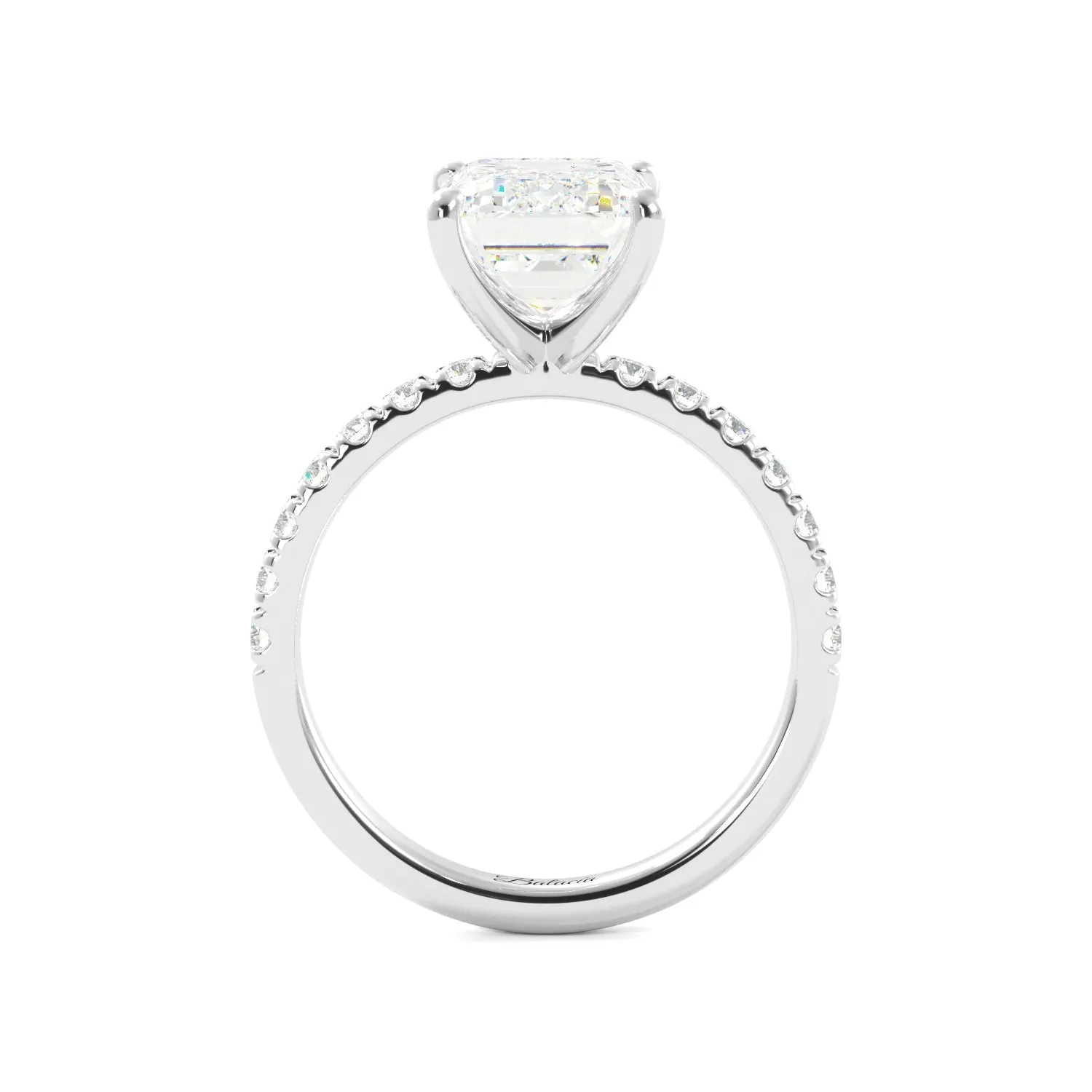 Emerald Cut Half Eternity Engagement Ring