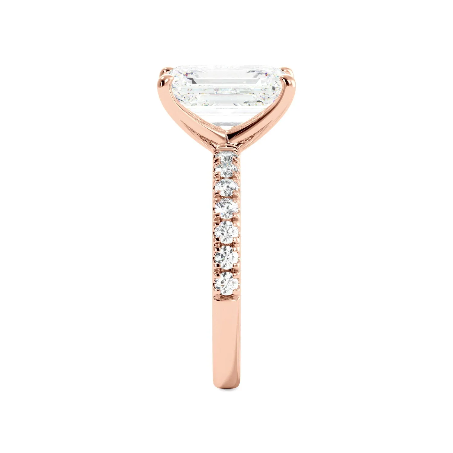 Emerald Cut Half Eternity Engagement Ring