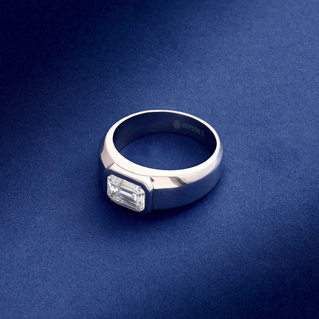 Emerald-Cut Moissanite Ring in Silver