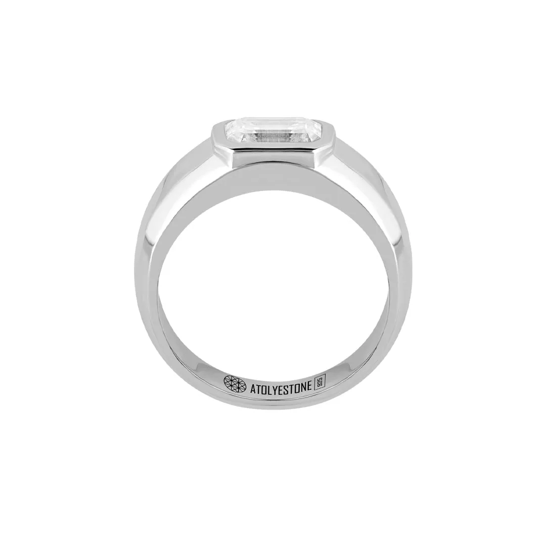 Emerald-Cut Moissanite Ring in Silver