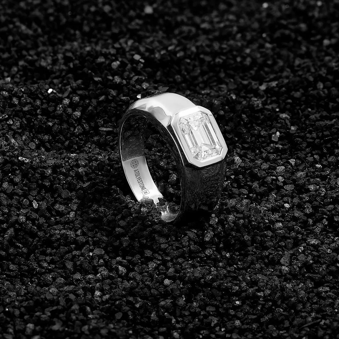 Emerald-Cut Moissanite Ring in Silver