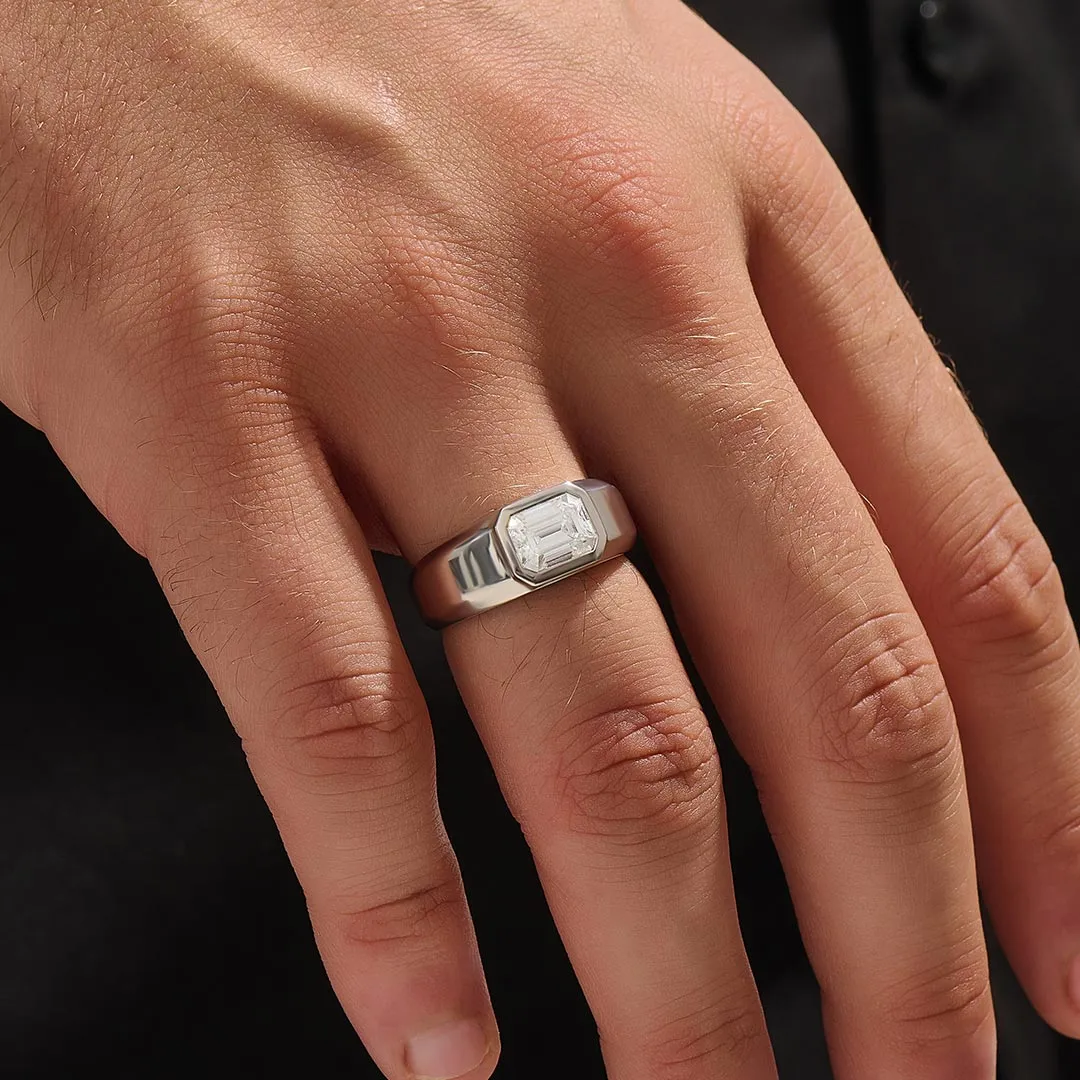 Emerald-Cut Moissanite Ring in Silver