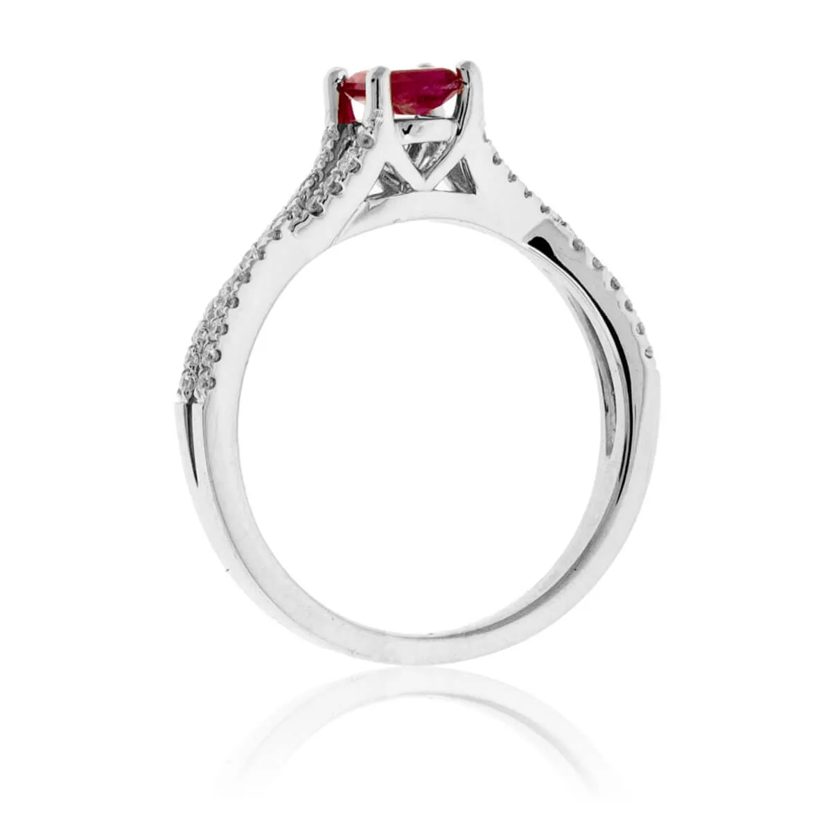 Emerald-Cut Red Emerald and Diamond Accent Ring