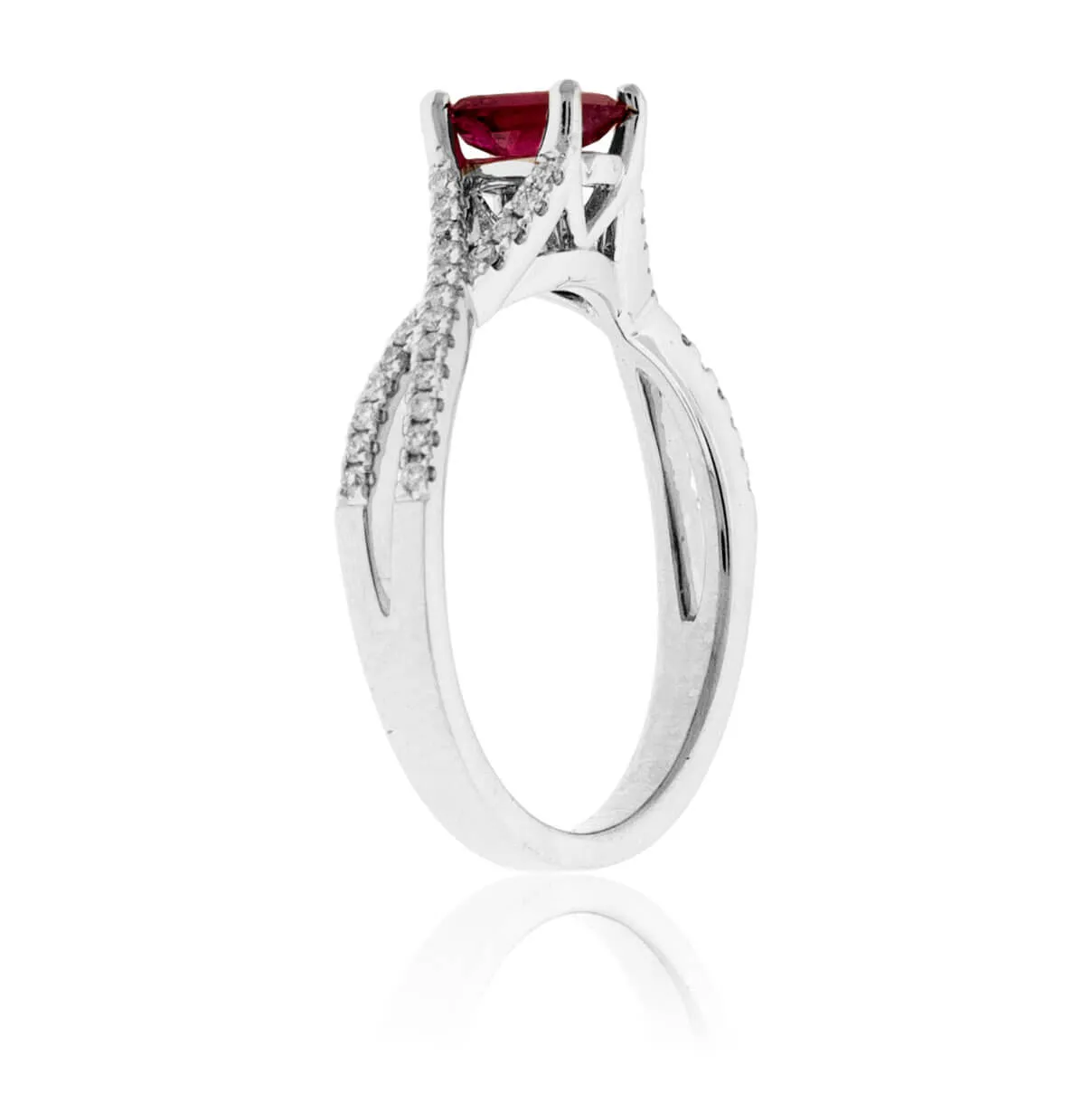 Emerald-Cut Red Emerald and Diamond Accent Ring