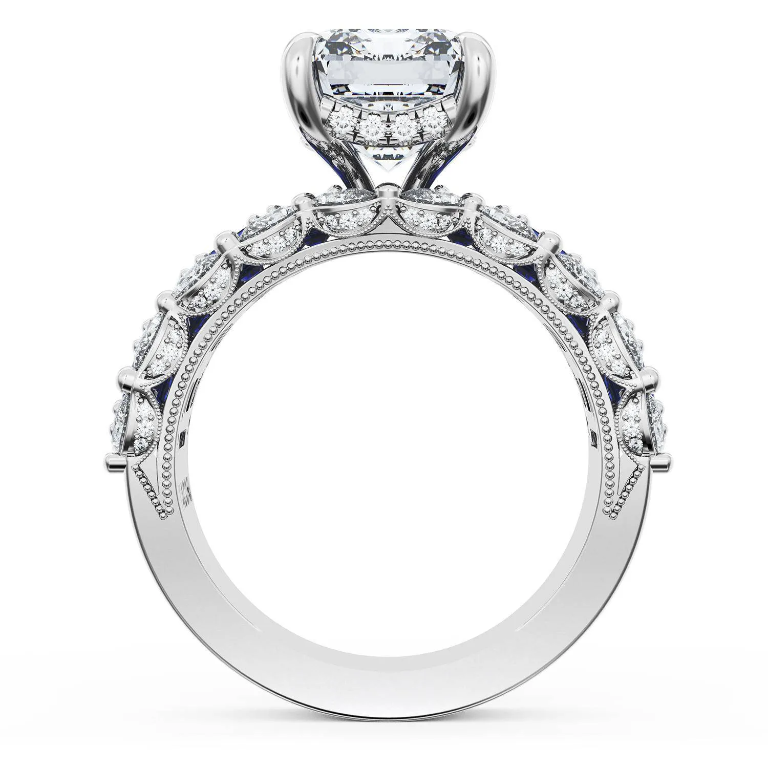 Emerald Solitaire Engagement Ring w/ Emerald & Pear Band
