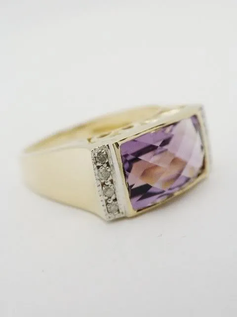 English 10k Amethyst Diamond Ring