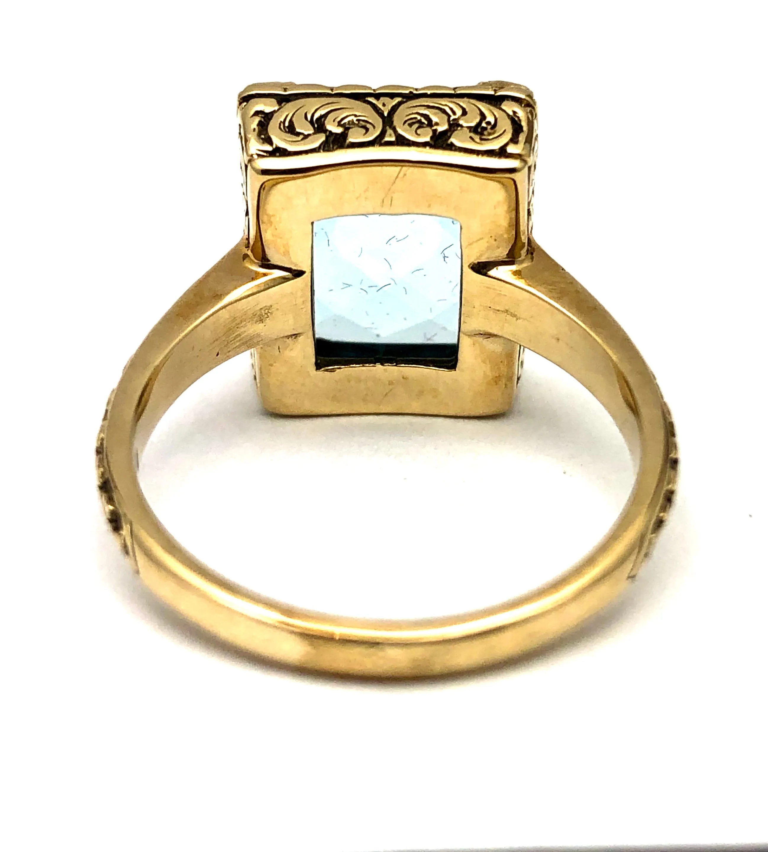English Antique Cushion Cut Blue Topaz Ring