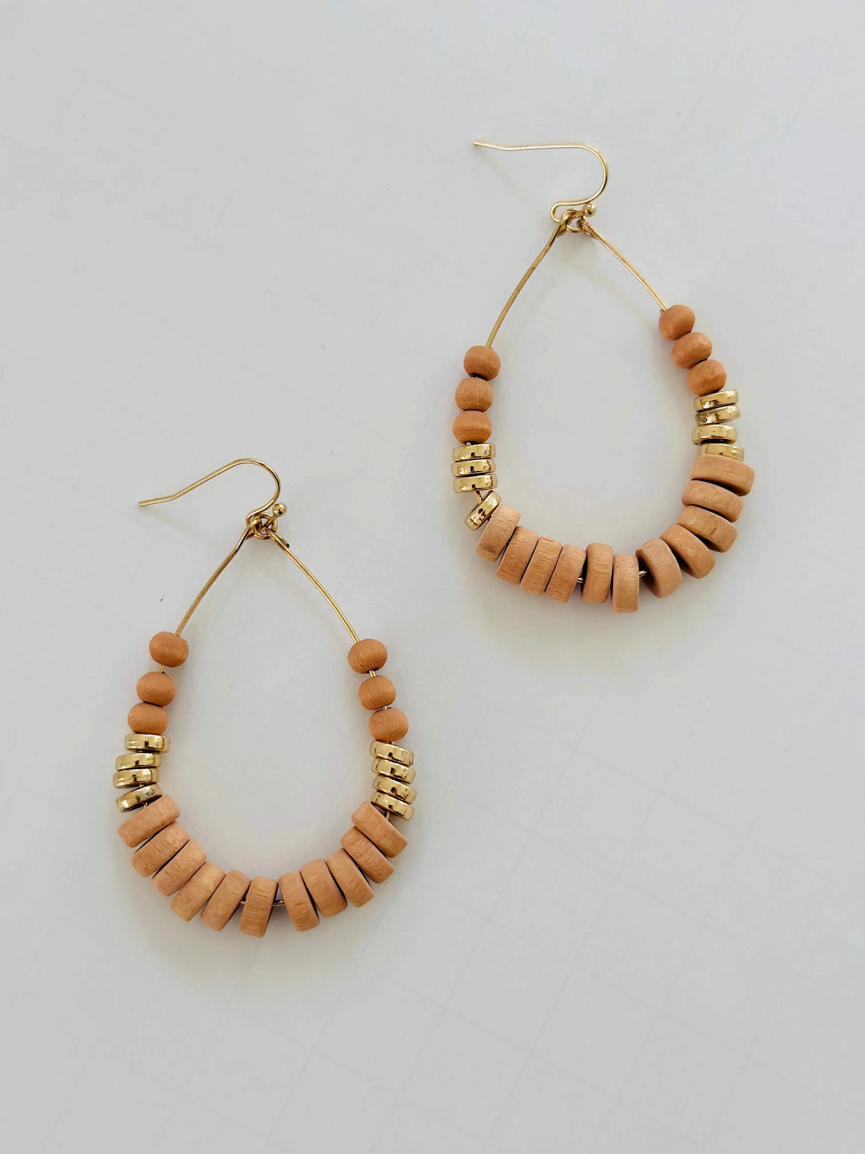 ER213 TEARDROP WOOD EARRINGS