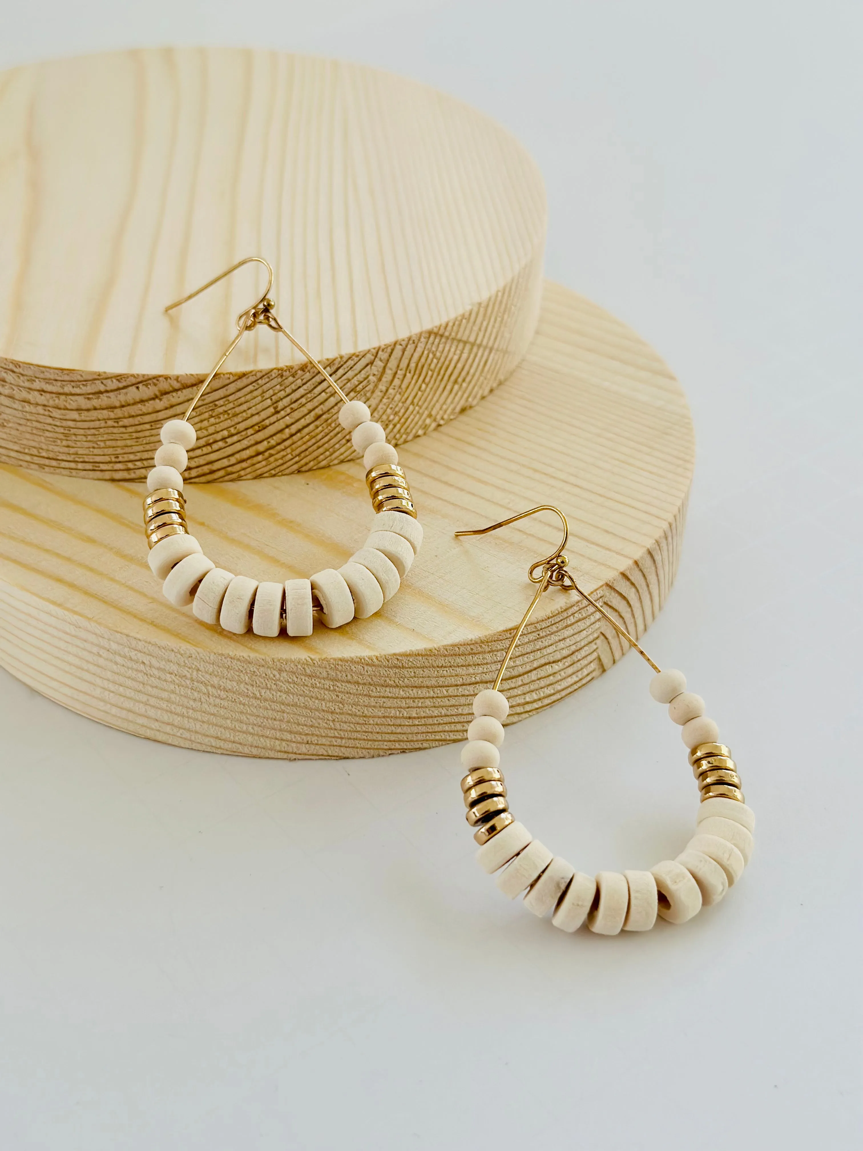 ER213 TEARDROP WOOD EARRINGS