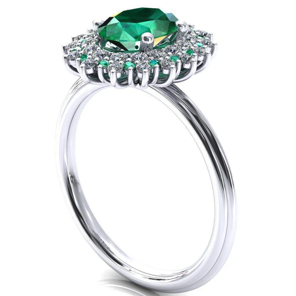 Eridanus Oval Emerald Cluster Diamond and Emerald Halo Wedding Ring ver.1